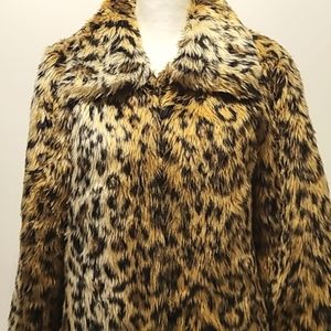 LANSHIFEI Vintage Leopard faux fur jacket